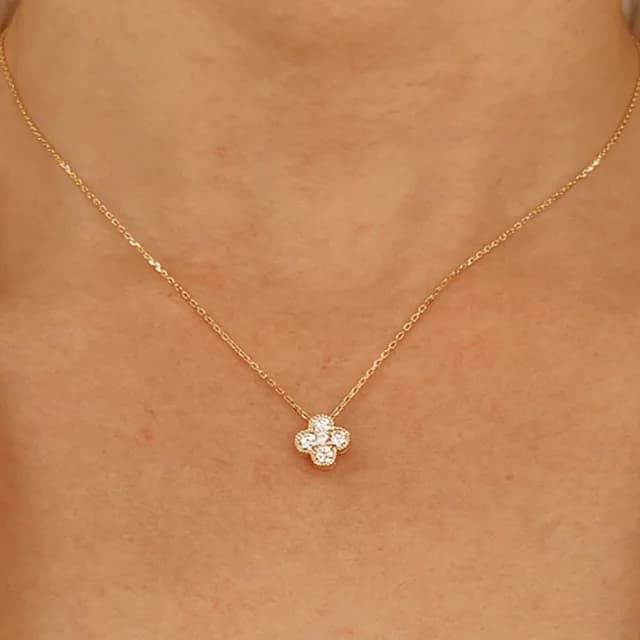 【CReAM】Dulcie 925純銀金色銀色 幸運草 四葉草 鑽飾女項鍊(生日 禮物 送禮 禮盒)