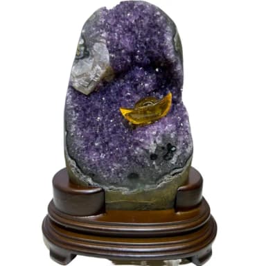 【恬芯晶品】UK1烏拉圭方解石水晶開運外來財(紫水晶消磁淨化財運財位招財招貴人紫晶鎮新年禮物新春)