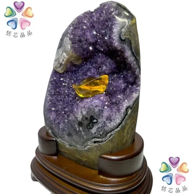 【恬芯晶品】UK1烏拉圭方解石水晶開運外來財(紫水晶消磁淨化財運財位招財招貴人紫晶鎮新年禮物新春)