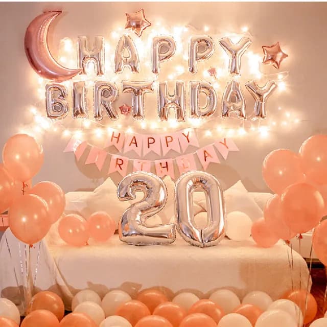 【氣球王國】玫瑰金生日派對套餐氣球組(生日佈置 派對 告白求婚 周歲慶生 畢業 紀念日 布置)