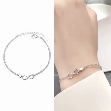 【無限的愛】質感無限愛心手鍊(手環 單鍊 飾品 簡約 氣質 多孔調節 韓版 首飾 婚禮 配件 情人節 禮物)