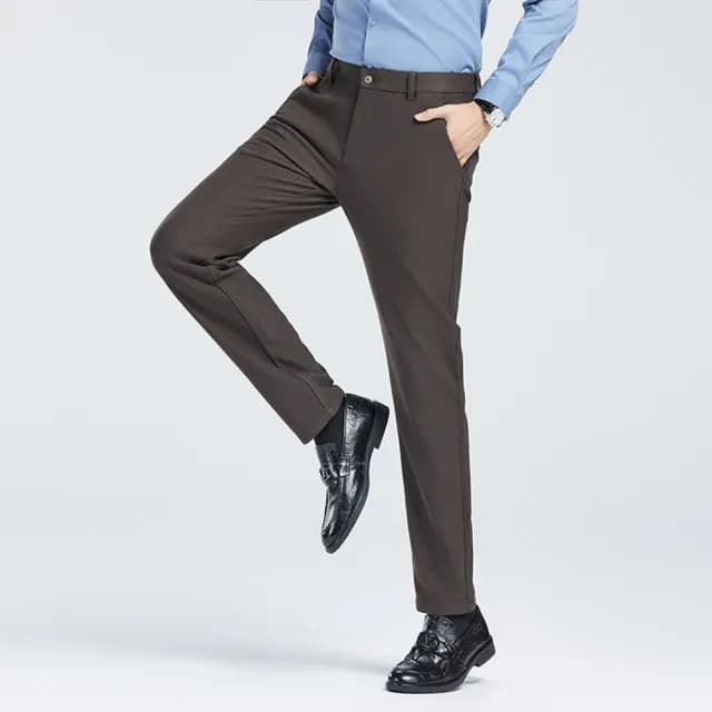 【米蘭精品】現貨+預購 男商務西裝褲修身西裝褲直筒褲機能免燙(男長褲休閒彈力火岩絨父親節禮物3色74gq13)