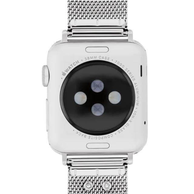 【COACH】Apple Watch 錶帶 38/40/41mm 適用 米蘭鍊帶 C字愛心錶帶-銀色 母親節 送禮 禮物(不含手錶)