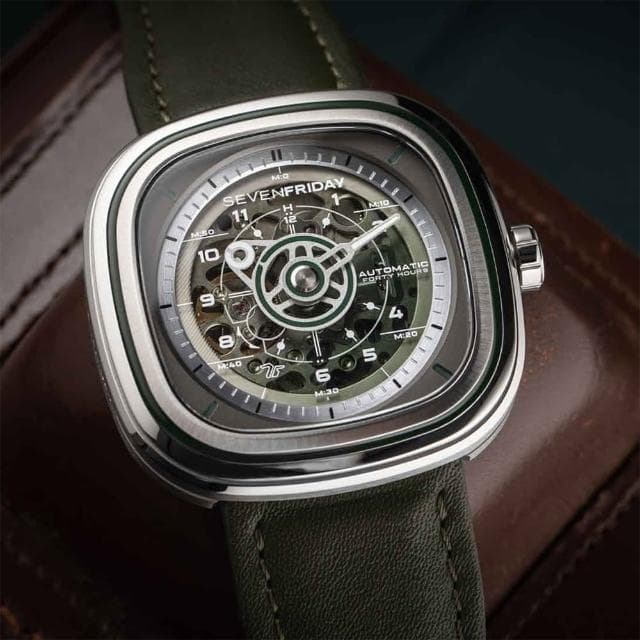 【SEVENFRIDAY】T系列 軍綠色漸層機械錶-45mm 送禮 禮物 推薦(T1/06)