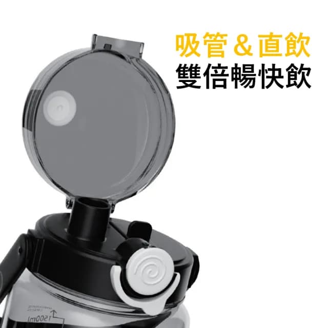 【Kyhome】大容量雙飲運動水壺 吸管/直飲彈蓋水杯 隨身水瓶 交換禮物(2000ml)