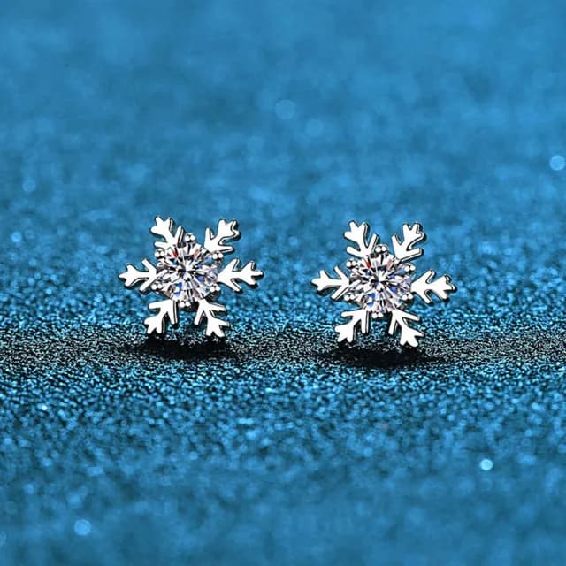 【巴黎精品】情人節禮物 現貨+預購 莫桑石耳環925純銀耳針(0.5克拉聖誕雪花六爪女飾品a1co104)