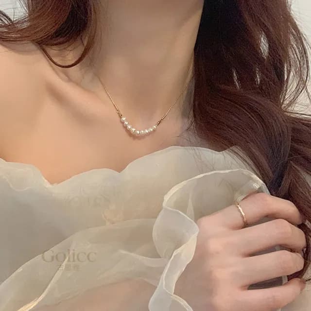 【Gulicc】項鍊 韓版復古 淡水珍珠 鎖骨鍊(雙11 聖誕節 生日 鎖骨鍊 項鍊 飾品 禮物)
