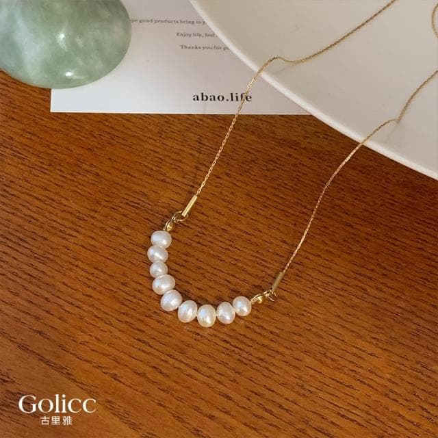 【Golicc】項鍊 韓版復古 淡水珍珠 鎖骨鍊(618 七夕 情人節 生日 鎖骨鍊 項鍊 飾品 禮物)