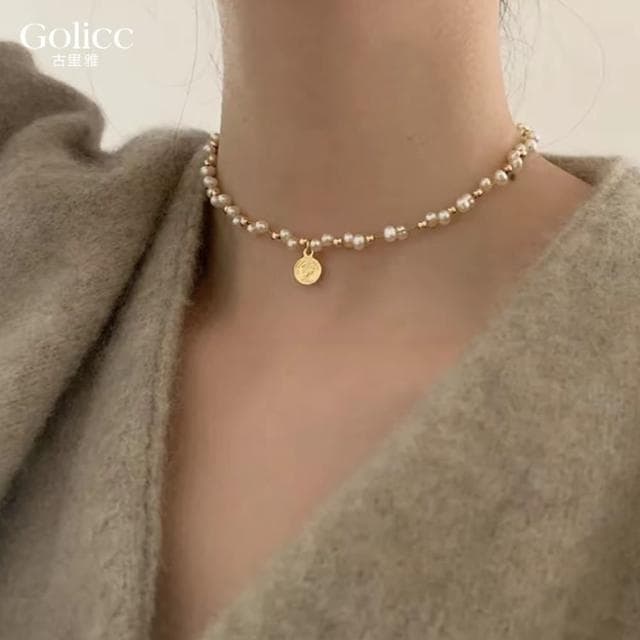【Golicc】項鍊 歐美典雅纏繞珍珠女王鎖骨鍊(母親節 生日 情人節 鎖骨鍊 項鍊 飾品 禮物)