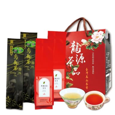 【龍源茶品】杉林溪高山有機綠茶+焦糖蜜香紅茶葉禮盒4包組(30g/包-共120g;有機認證/紅綠茶類)