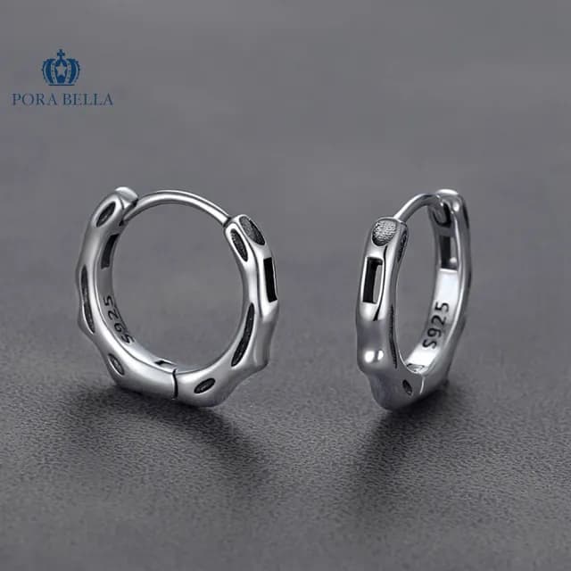 【Porabella】S925純銀中性風圈圈耳扣 純銀網紅耳環 泰銀耳扣 復古潮流 個性耳環 生日禮物 Earring
