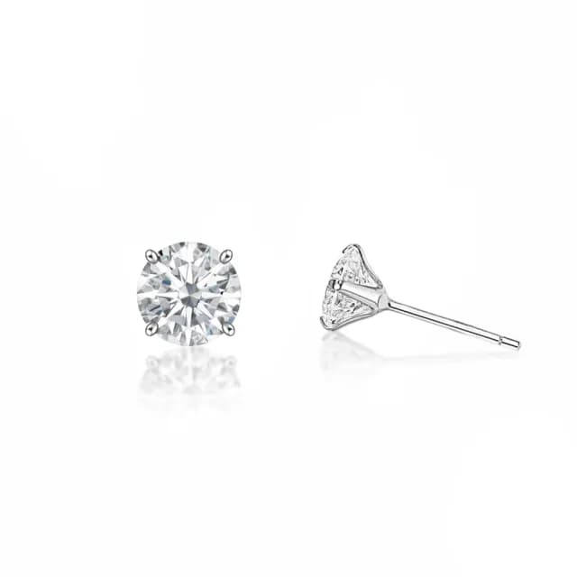 【City Diamond 引雅】『金木樨』18K日本經典四爪5mm晶鑽鉑金耳環(東京Yuki系列)