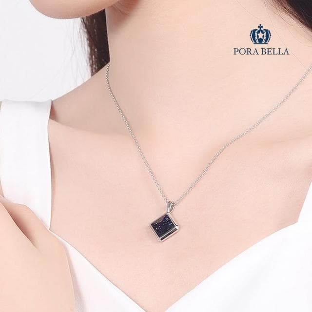 【Porabella】925純銀人造藍砂石項鍊 情侶項鍊 吊墜鎖骨鏈  輕奢小眾項鍊 情人節禮物生日禮物  Necklace