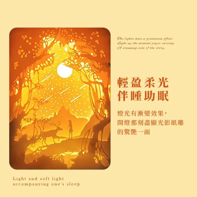 【一鹿紙雕】3D創意鏡面紙雕小夜燈(化妝鏡 桌面鏡 造型氣氛燈 床頭燈 居家擺飾 情人 生日禮物 過節)