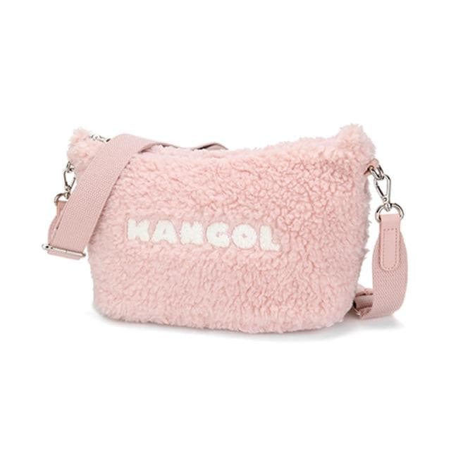 【KANGOL】母親節禮物 Bichon 棉花糖字體側背包(粉色)