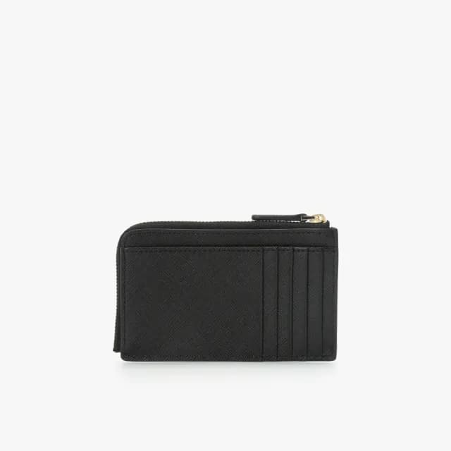 【agnes b.】Voyage 草寫logo L型拉鍊卡夾零錢包(黑色)