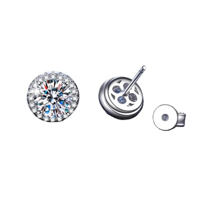 【巴黎精品】情人節禮物 現貨+預購 莫桑石耳環925純銀耳針(1克拉D色圓包滿鑽男女飾品a1co88)