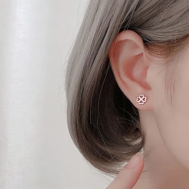 【Emi 艾迷】韓系幸福烏托邦簡單四葉草 925銀針 耳環