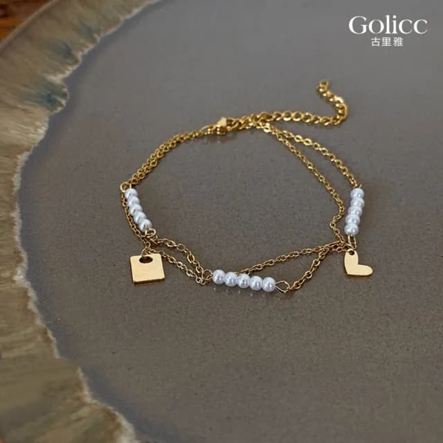 【Golicc】手鍊 ins風 復古雙層珍珠(七夕 情人節 生日 手環 手繩 首飾 飾品 禮物)