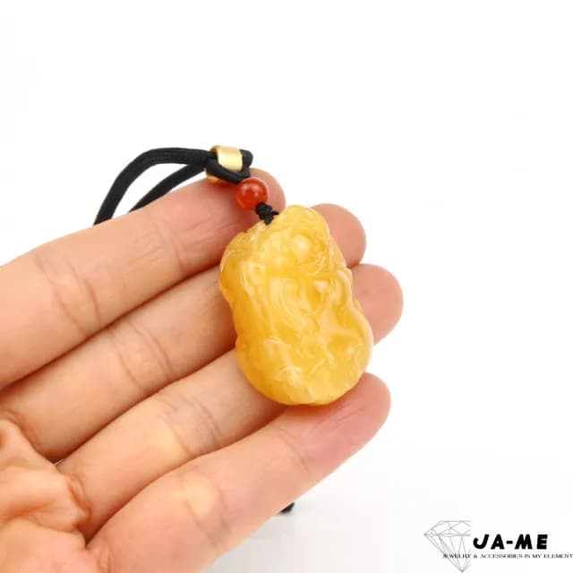 【JA-ME】天然琥珀波羅的海頂級蜜蠟招財貔貅項鍊 13克(77購物節/禮物/現貨)