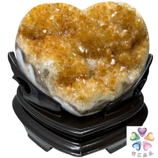 【恬芯晶品】巴西精選招財黃水晶愛心天然晶片N5(桌上型聚財招財貴人開運風水擺件黃金洞新居禮物)