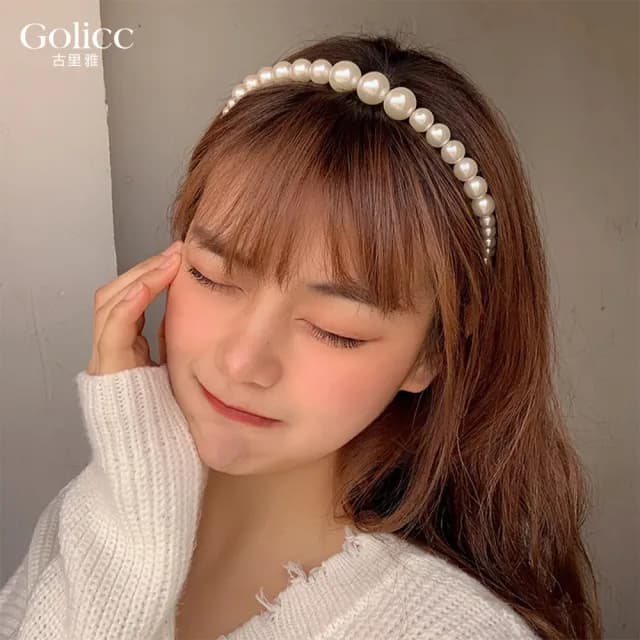 【Golicc】髮箍 可愛小公主 氣質珍珠(七夕 情人節 生日 髮飾 髮帶 飾品 禮物)
