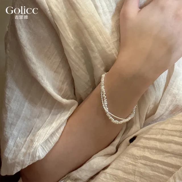 【Gulicc】手鍊 輕奢款 雙層珍珠碎銀子(雙11 聖誕節 生日 手環 手繩 首飾 飾品 禮物)