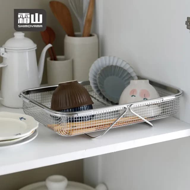 【SHIMOYAMA 霜山】304不鏽鋼水槽用伸縮式蔬果/餐具瀝水籃-大(伸縮瀝水籃/碗盤收納架/水槽置物架)