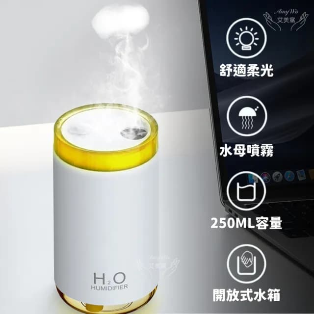 【Amywo艾美窩】水母精靈加濕器 薰香機IT-00250(水母精靈 家用空氣加濕器 空氣淨化器 水氧機 芳香 加濕器)