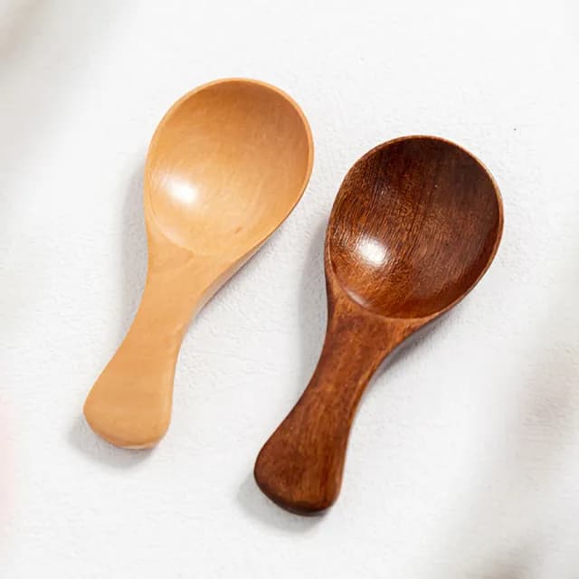 【木質餐具】日式荷木楠木迷你木勺2入(冰淇淋勺 茶葉勺 兒童用勺 木湯匙 木匙 湯勺 調味勺  茶勺 茶鏟)
