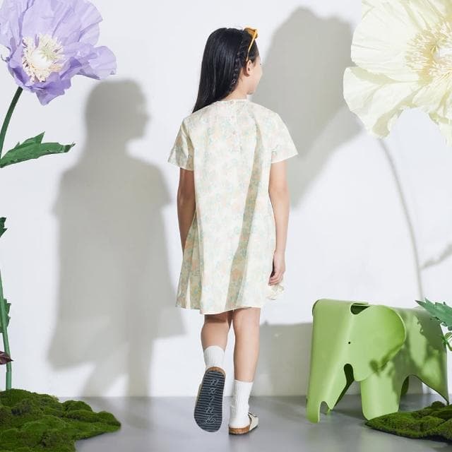 【GAP】女童裝 Logo純棉圓領短袖洋裝-多彩印花(890493)