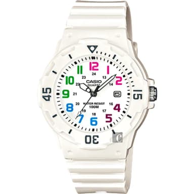 【CASIO 卡西歐】學生錶  迷你運動風指針手錶-彩色x白 考試手錶 畢業禮物 送禮(LRW-200H-7BVDF)
