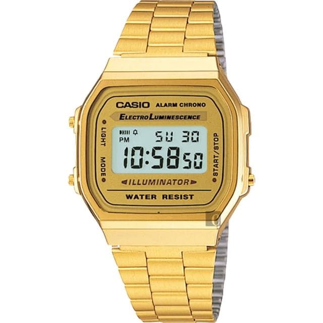 【CASIO 卡西歐】學生錶 復刻方型金錶 送禮 禮物 推薦(A168WG-9WDF)