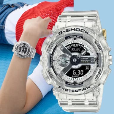【CASIO 卡西歐】G-SHOCK 40周年透明限量版透視機芯手錶 送禮 禮物 推薦(GMA-S114RX-7A)