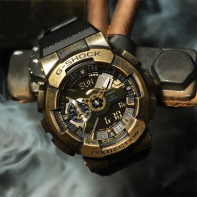 【CASIO 卡西歐】G-SHOCK 工業風仿舊金屬雙顯手錶 送禮 禮物 推薦(GM-110VG-1A9)