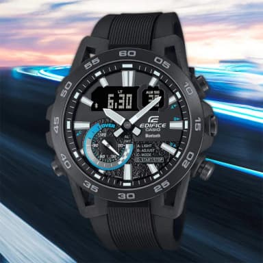 【CASIO 卡西歐】EDIFICE 方程式賽車 碳纖維藍芽手錶 送禮 禮物 推薦(ECB-40PB-1A)