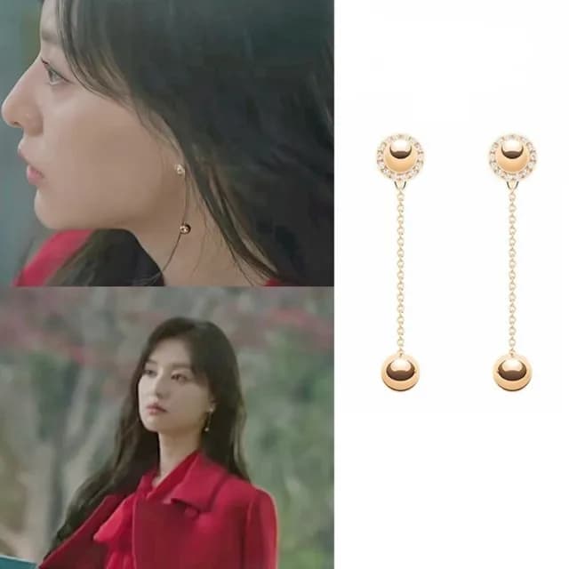 【Emi 艾迷】淚之女王 金智媛 同款 鋯石圓珠垂墜 925銀針 耳環(淚之女王 孫藝珍 韓劇三十九)