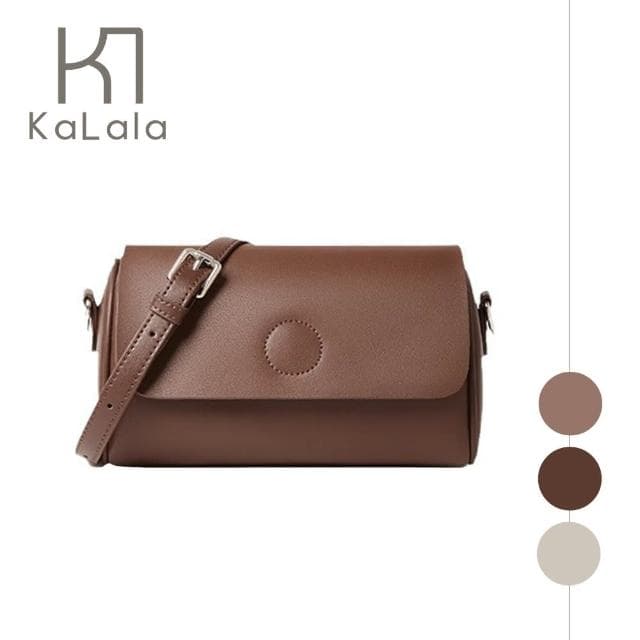 【KaLala】母親節禮物 法式經典 小牛皮質感 斜背單肩豆腐小方包 深棕色 1111