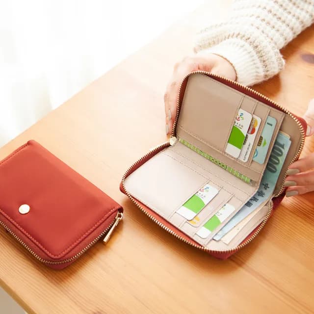 【CHENSON】雙11 尼龍10卡2鈔中夾 外側附獨立零錢袋 錢包 尼龍(W24616)