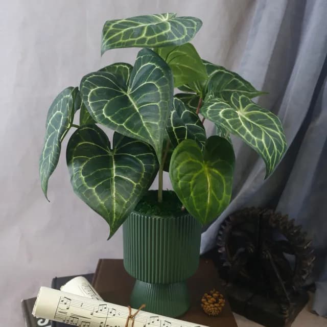 【HUGO DECO 榆果傢飾】高擬真水晶火燭葉盆栽(仿真植物/觀葉盆栽/人造植物/綠化/佈置)