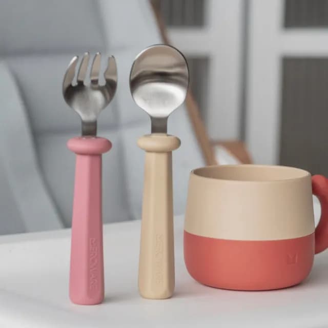 【MEROWARE】NANA好好拿不銹鋼學習餐具組(好用/好拿/好洗/可高溫消毒)