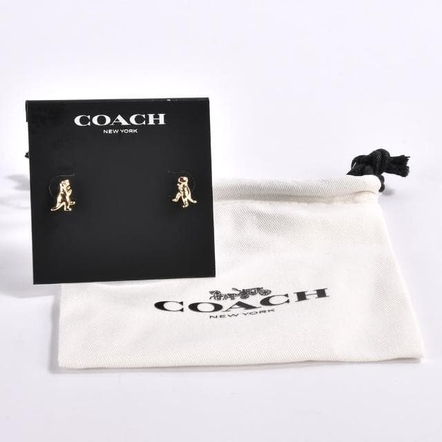 【COACH】Rexy 恐龍造型穿式耳環(-金色)
