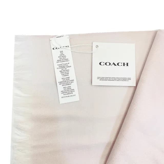 【COACH】C LOGO羊毛混桑蠶絲巾圍巾禮盒(珍珠粉)