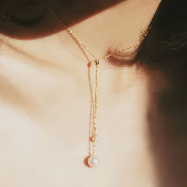 【Olivia Yao Jewellery】14K合金 天然珍珠 Y字項鍊(Pearl Bell Collection/送禮首選)