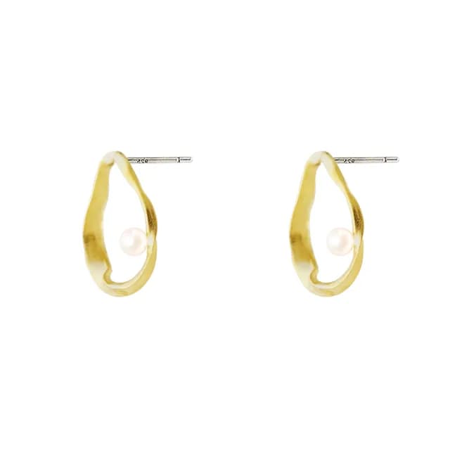 【Olivia Yao Jewellery】輕奢感首飾 天然珍珠 鏤空金絲耳環(Ripple Collectionn)