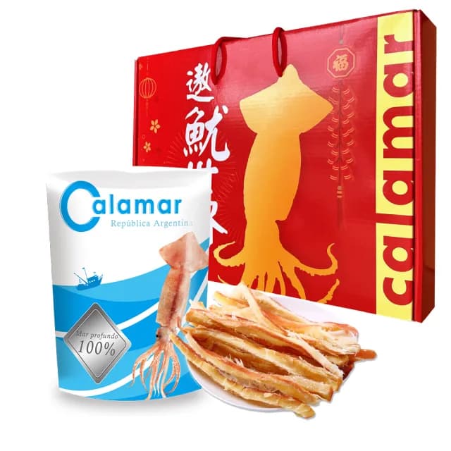 【Calamar】阿根廷100%手撕深海魷魚條遨魷世界禮盒100gx6包入(送禮/禮盒/新春/年節/送禮推薦/附調味粉)