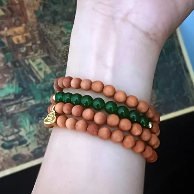 【LEESA】老山檀香手珠 串珠手鍊 玉手鍊 老山檀香開運手鍊 平安手鍊 細手鍊 長輩禮物 和田