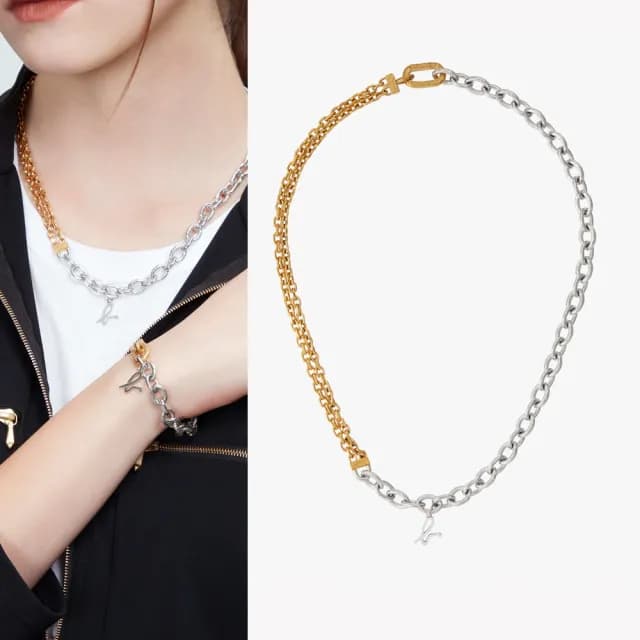 【agnes b.】bijoux Chunky Chain系列雙色項鍊