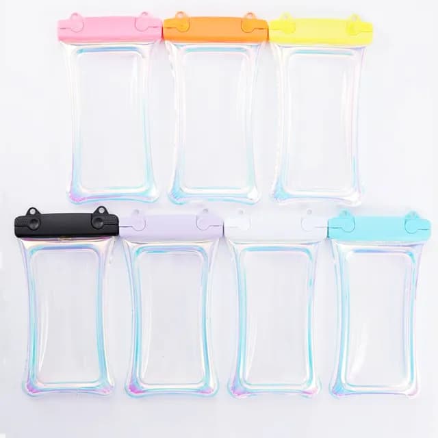 【iSFun】情人節禮物 夏日戲水＊果凍鐳射漂浮氣囊透明手機防水保護套(自選色+隨機色)