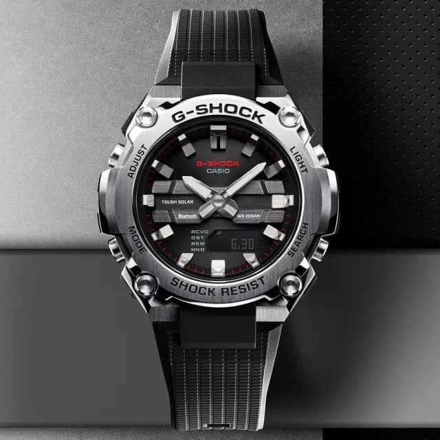 【CASIO 卡西歐】G-SHOCK 藍牙連線 太陽能雙顯腕錶 畢業禮物 送禮 推薦(GST-B600-1A)